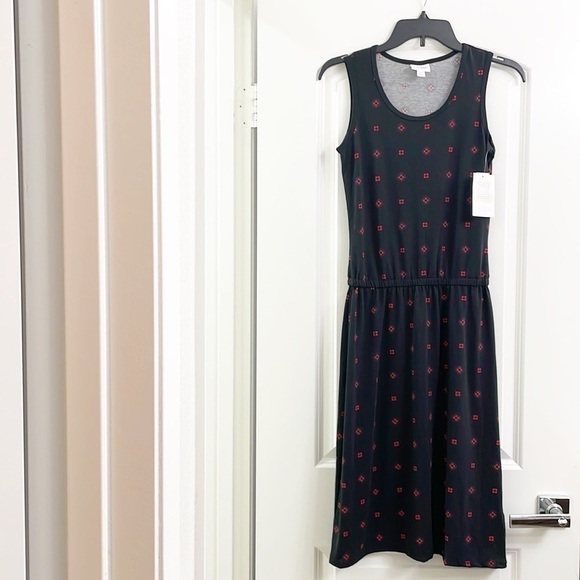 NEW LuLaRoe Summer black/red geometric print sleeveless midi dress - Picture 1 of 5